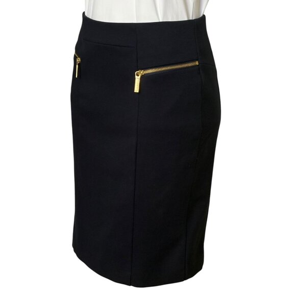 MICHAEL Michael Kors Pencil Skirt, Black w/Gold Exposed Zippers Women's Size 8 - Picture 7 of 10